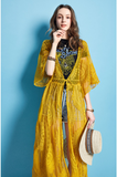 ARTKA EMBROIDERED BEACH KAFTAN IN MUSTARD - boopdo