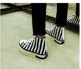 NADMIL DESIGN FLATFORM TRAINERS IN BLACK AND WHITE STRIPE - boopdo
