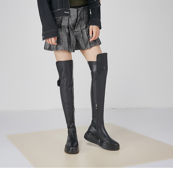 DESTROZA FREADA PLATFORM OVER THE KNEE LEATHER BOOTS - boopdo
