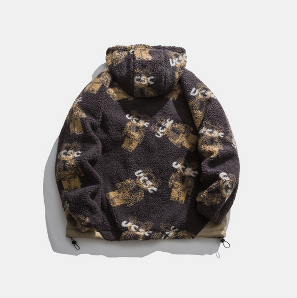 STEWAUP AYWTER CAMO BEAR PRINT UNISEX CASUAL HOODED JACKET