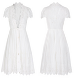SINCE THEN PLUNGE NECK BUTTON FRONT TEA DRESS IN WHITE - boopdo