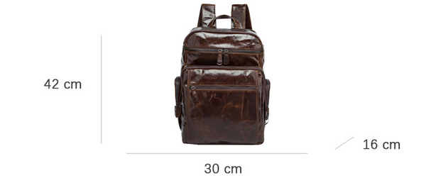 ZEFAN COCOSH BERNOZA HANDMADE OIL WAX LEATHER TRAVEL BACKPACK - boopdo