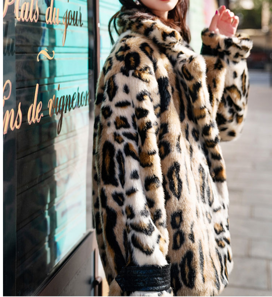 8GIRLS ANIMAL PRINT FAUX FUR COAT - boopdo