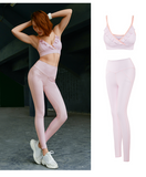 MIP TRAINING STRIPE LEGGINGS WITH PUSH UP SPORTS BRA IN PINK - boopdo