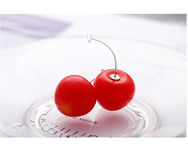 SILVER OF LIFE PULL TROUGH EARRINGS WITH CHERRY DESIGN - boopdo