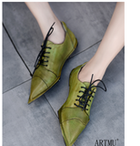ARTMU POINTED TOE VINTAGE LEATHER BROGUES - boopdo