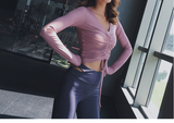 RUNKA DESIGN TIE FRONT LONG SLEEVE CROP TOP - boopdo