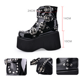 JENNIE COSBY GOTHIC STYLE PLATFORM ANKLE BOOTS WITH PUNK RIVETS - boopdo