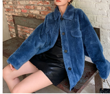 8GIRLS DESIGN TEDDY BUTTON UP COAT IN BLUE - boopdo