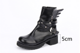 TIFFANO LOLITA COSBY PUNK BOOTIES WITH WING BELT IN BLACK - boopdo