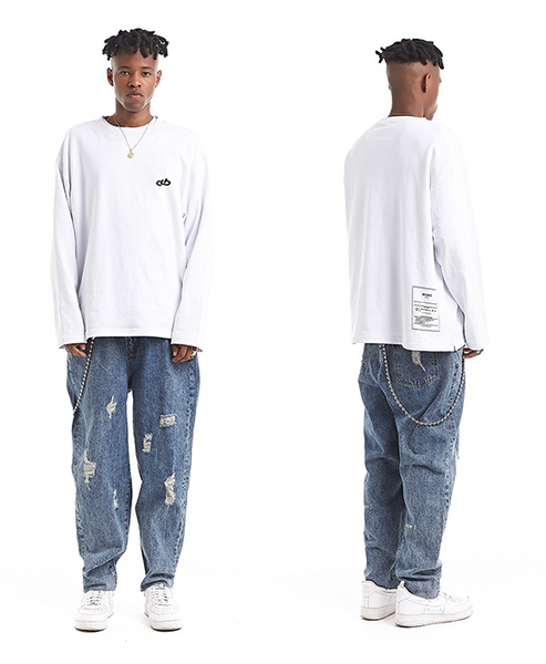 ZOMBRE ZILLA RIPPED DENIM JEAN SWEATPANTS IN NAVY - boopdo