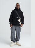 SHOTE SINN HE ON THE EDGE VELVET HOODED SWEATER WITH KANGAROO POCKET - boopdo