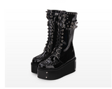 OZPO LOLITA COSBY PUNK STYLE PLATFORM BOOTS WITH RIVET IN BLACK - boopdo