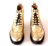 JINIWU VANGUARD BROCK STYLE THICK SOLED PLATFORM BOOTS IN GOLD COLOR - boopdo