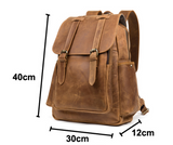 BOOPDO DESIGN MAN TIME OUTDOOR TRAVEL LEATHER BACKPACK IN KHAKI - boopdo