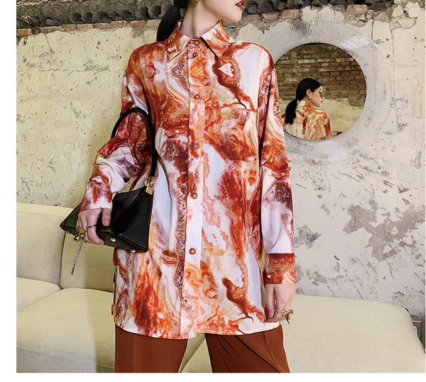 8GIRLS LOOSE MARBLE PRINT BLOUSE - boopdo