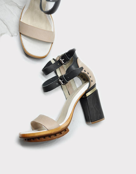 ARTMU DOUBLE BUCKLE DETAIL HEELED SANDALS - boopdo