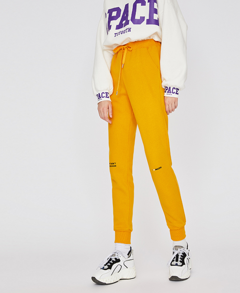 URBAN TRENDY LETTERS PRINT TRACKSUIT IN YELLOW BLACK 8844401009 - boopdo