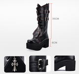 JENNA TIFFANY GOTHIC COSBY PUNK STYLE HANDMADE CHUNKY PLATFORM BOOTS - boopdo