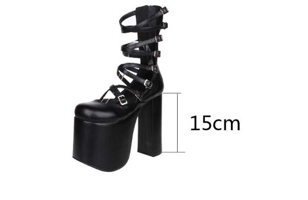 OZPO GOTHIC LOLITA COSBY PUNK STYLE ULTRA HIGH PLATFORM SANDAL - boopdo