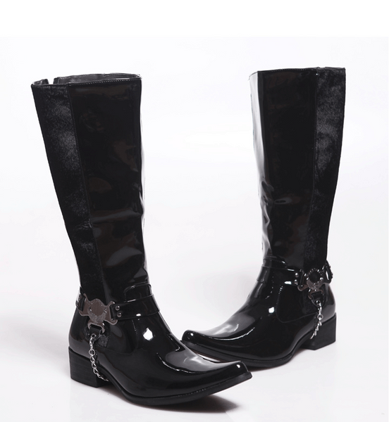 FULIXULO CAMBOP MID HEEL HIGH BOOTS WITH CHAIN - boopdo