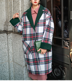 8GIRLS LONGLINE WOOL COAT IN GREEN CHECK - boopdo