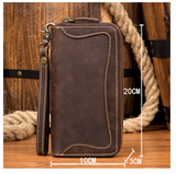 BOOPDO DESIGN MAN TIME HANDMADE LEATHER WALLET WITH DOUBLE ZIPPER - boopdo