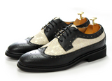 JINIWU VANGUARD AWARD WINNING MASTERPIECE EMBROIDERED LEATHER SHOES IN BLACK AND BEIGE - boopdo