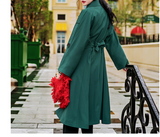 8GIRLS LONG TRENCH COAT WITH BELT IN GREEN - boopdo