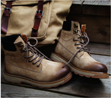 MOZZA ROCKINE MARTIN BRITISH STYLE MID LEATHER BOOTS - boopdo