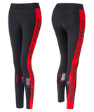 MIP RED SIDE TAPING TRAINING LEGGINGS WITH MESH PANEL DETAIL - boopdo
