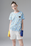 TOYOUTH CARTOON ALL OVER PRINT COTTON T SHIRT 8620131056C BLUE - boopdo