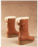 FABRINEO CHESTNUT LEATHER BOOTS WITH BACK ZIP DETAIL - boopdo