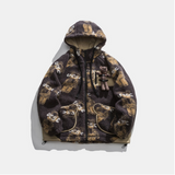 STEWAUP AYWTER CAMO BEAR PRINT UNISEX CASUAL HOODED JACKET