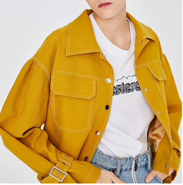 TOYOUTH TRUCKER JACKET IN BRIGHT YELLOW - boopdo