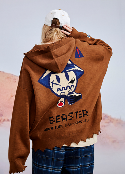 BEASTER HYPE BEAST GHOST FACE EMOJI PLASTIC LABEL LOGO HOODIE SWEATER - boopdo