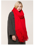 FRINGE EDGE DESIGN CASHMERE THICK KNIT SCARF SHAWL - boopdo