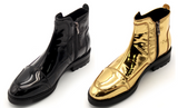 JINIWU VANGUARD STEREO LINE DESIGN PLATFORM BOTTOM BOOTS IN GOLD AND BLACK - boopdo