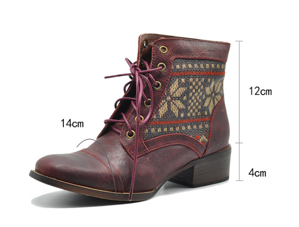 ARTMU LEATHER LACE UP BOOTS IN PRINT - boopdo