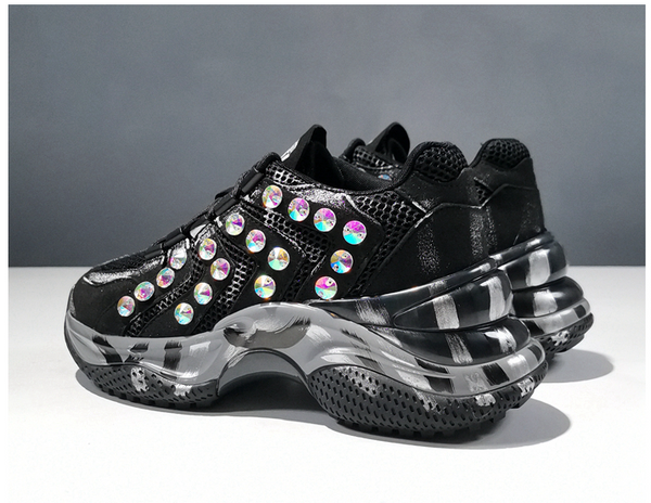 OPXO DRULO GRAFFITI CHUNKY SOLE CASUAL SNEAKER WITH RHINESTONES - boopdo