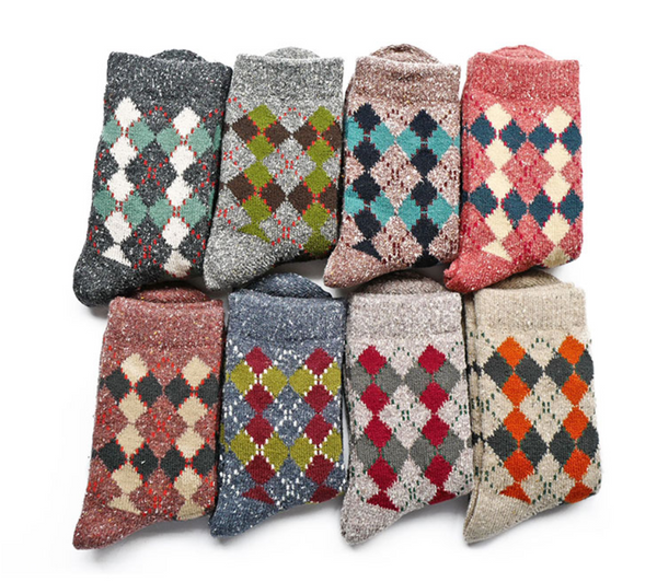 ACALEN FOUR PACK RETRO CHECK PRINT WOOL BLEND ANKLE SOCKS - boopdo