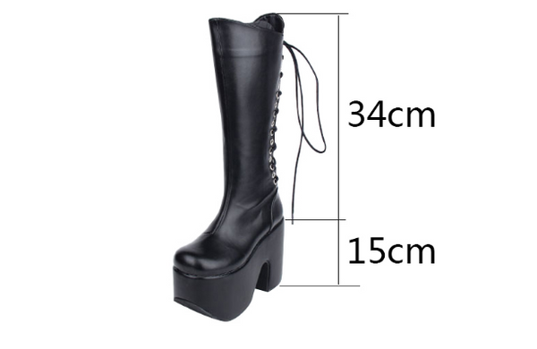 GOTHIC LOLITA COSBY ANIME PUNK STYLE ULTRA HIGH PLATFORM BOOTS - boopdo