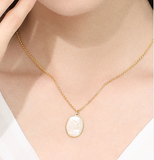 JELLY GIRL 18K GOLD VINTAGE INSPIRED PEARL MEDALLION PENDANTS NECKLACE - boopdo
