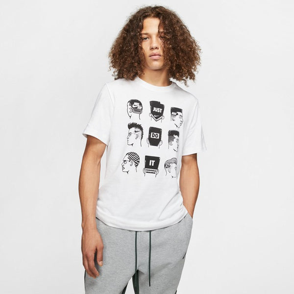 NIKE SPORTSWEAR JUST DO IT HAIRCUT LOGO T SHIRT IN WHITE CI6263 100 - boopdo