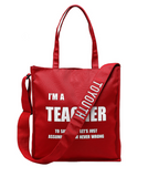TOYOUTH I AM A TEACHER BIG CANVAS BAG 8822826013a RED - boopdo