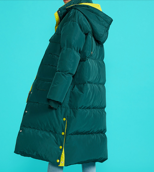 TOYOUTH OVERSIZED LONGLINE PUFFER COAT WITH SIDE DETAIL - boopdo