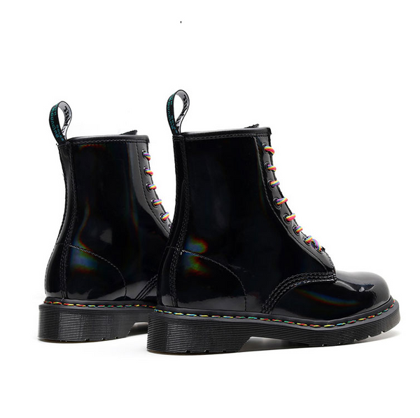 DEOTRA BARROD BRITISH STYLE GRAFFITI LEATHER ANKLE BOOTS - boopdo