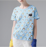 TOYOUTH CARTOON ALL OVER PRINT COTTON T SHIRT 8620131056C BLUE - boopdo