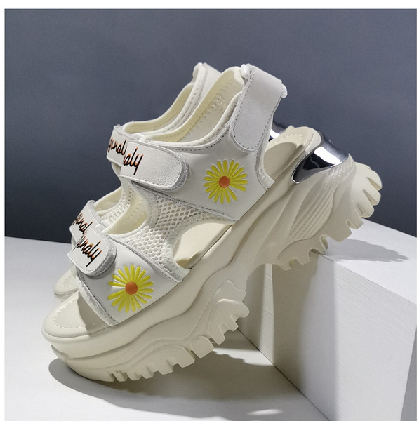 ORES SEOR DAISY CHUNKY SOLE LEATHER PLATFORM SANDALS - boopdo