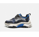BELLALILY BLUE AND BLACK CHUNKY TRAINERS IN GLITTER - boopdo